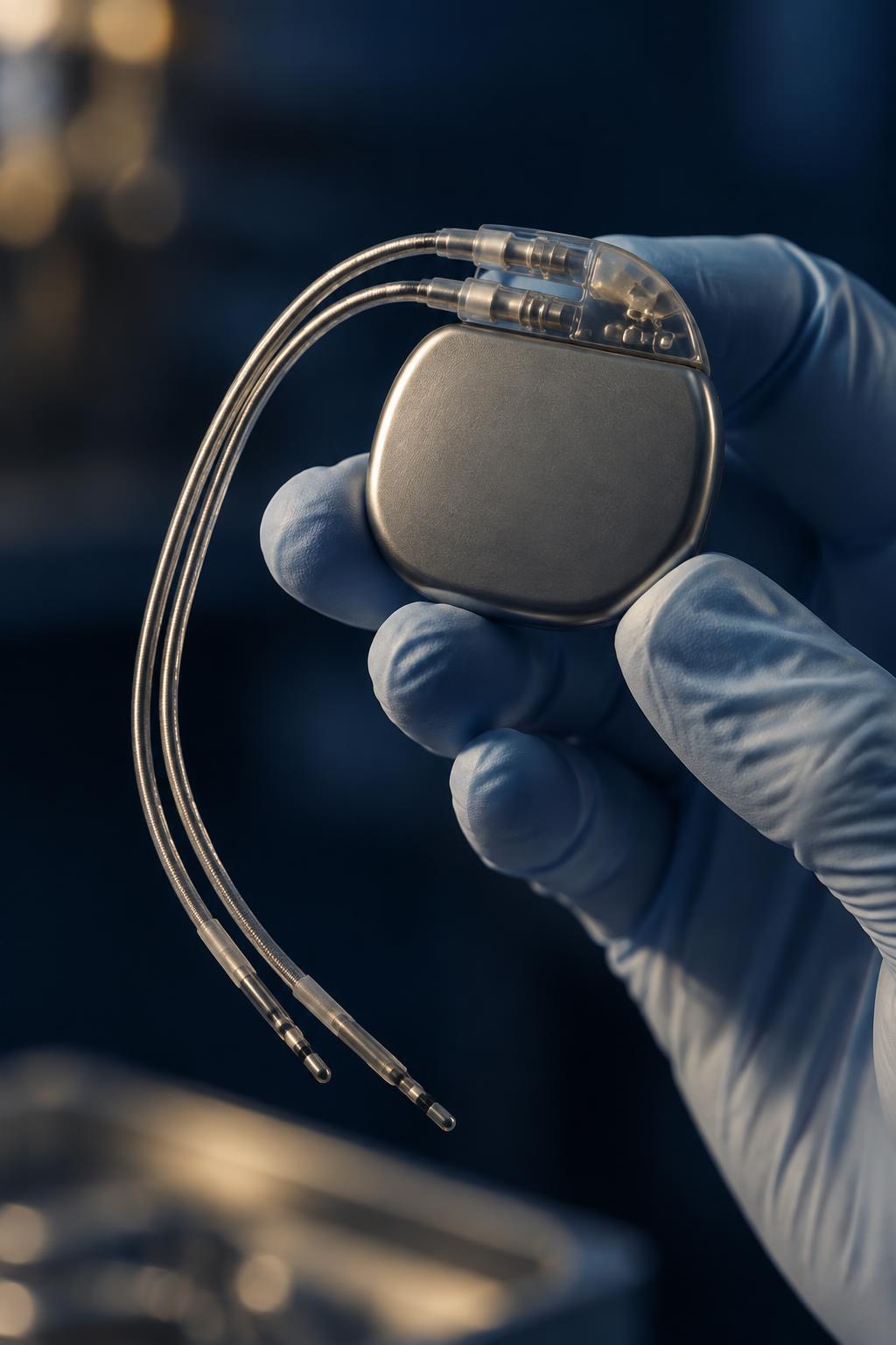 Clinician holding a recognizable pacemaker device